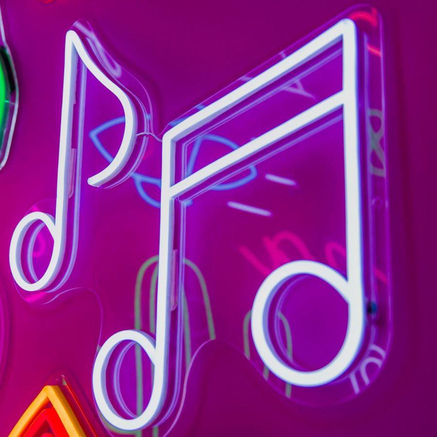 Neon music notes sign glowneons